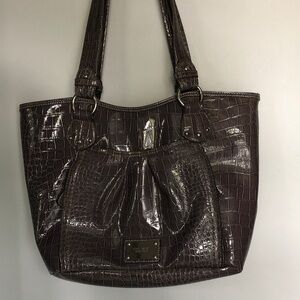 Nine West Glossy Croc-Embossed Shoulder Bag